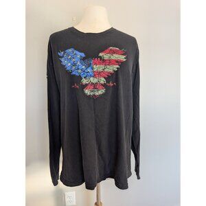 Grunt Style Black Long Sleeve Shirt With Patriotic Eagle & Flag Graphics Mens XL